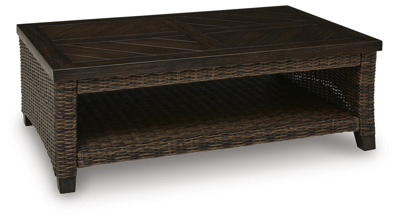 Monterey Point Outdoor Sofa and Loveseat with Coffee Table in Dark Brown - PKG024580