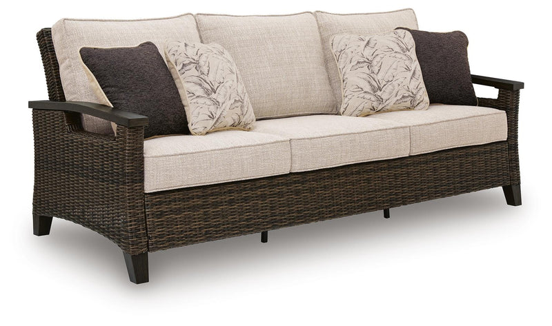 Monterey Point Outdoor Sofa and Loveseat with Coffee Table in Dark Brown - PKG024580