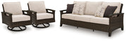 Monterey Point Outdoor Sofa with 2 Lounge Chairs in Dark Brown - PKG024581