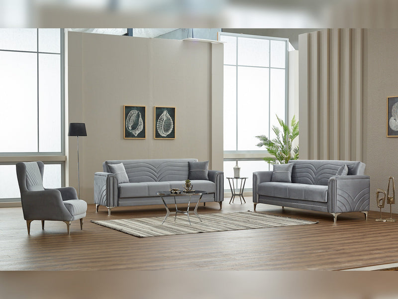 Montero 3-pieces (Sofa & Loveseat & Chair) Livingroom in Cream - 200-SIM-MON-VELVET938-321
