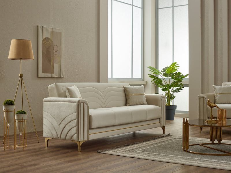 Montero 3-pieces (Sofa & Loveseat & Chair) Livingroom in Cream - 200-SIM-MON-VELVET938-321