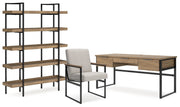 Montia Home Office Desk with Chair and Storage in Light Brown - PKG018523