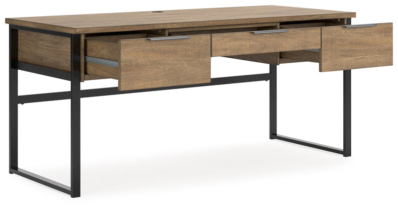Montia Home Office Desk with Chair and Storage in Light Brown - PKG018523