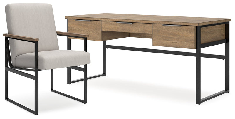 Montia Home Office Desk with Chair in Light Brown - PKG018522