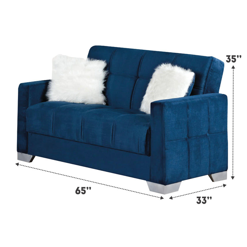 Montreal 65 in. Convertible Sleeper Loveseat in Blue with Storage - Gate FurnitureLoveseat
