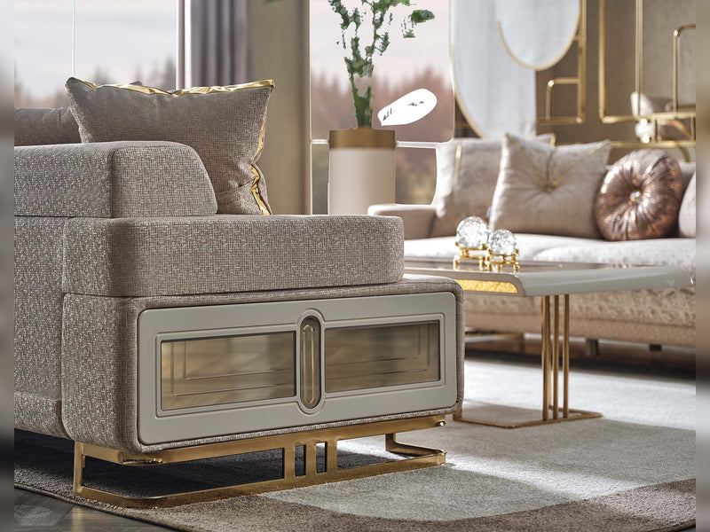 Monza 3-pieces (Sofa & Loveseat & Chair) Livingroom Set Cream in Cream - 101-MON-MON01-321