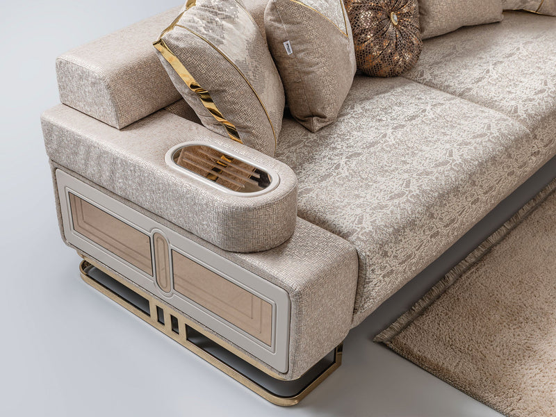 Monza 3-pieces (Sofa & Loveseat & Chair) Livingroom Set Cream in Cream - 101-MON-MON01-321
