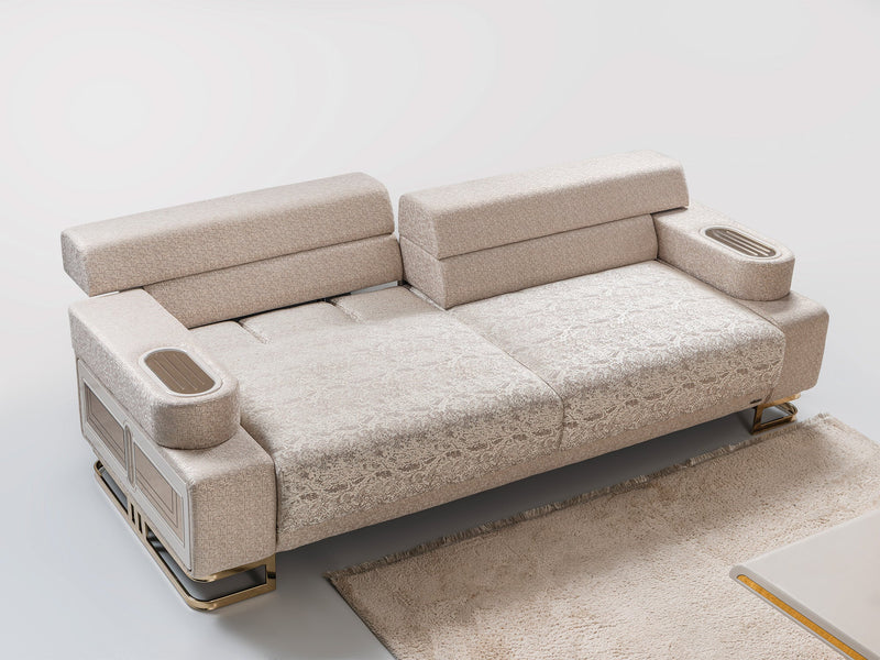Monza 3-pieces (Sofa & Loveseat & Chair) Livingroom Set Cream in Cream - 101-MON-MON01-321