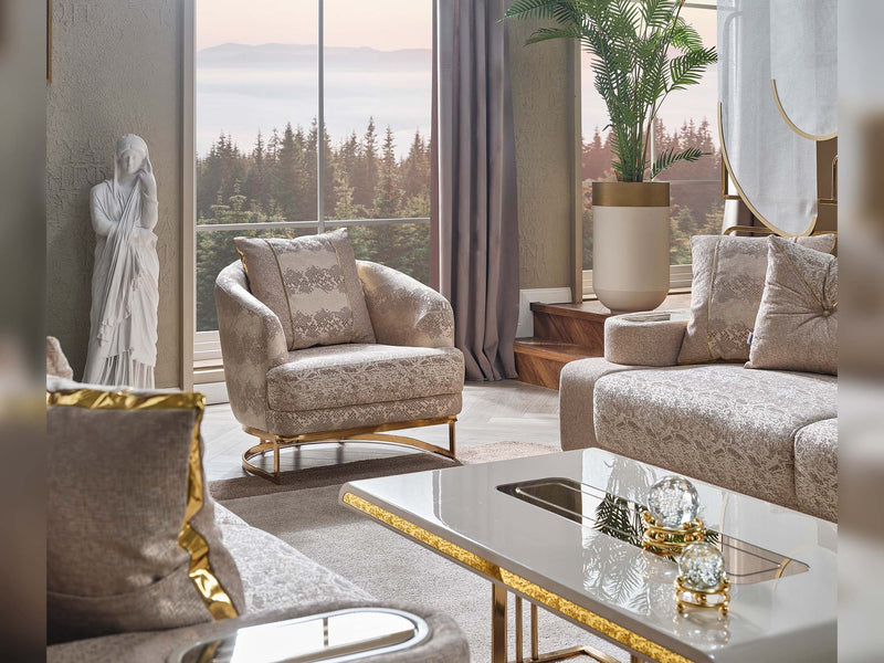 Monza 3-pieces (Sofa & Loveseat & Chair) Livingroom Set Cream in Cream - 101-MON-MON01-321