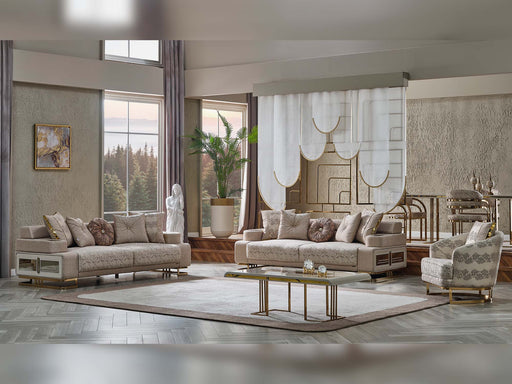 Monza 3-pieces (Sofa & Loveseat & Chair) Livingroom Set Cream in Cream - 101-MON-MON01-321
