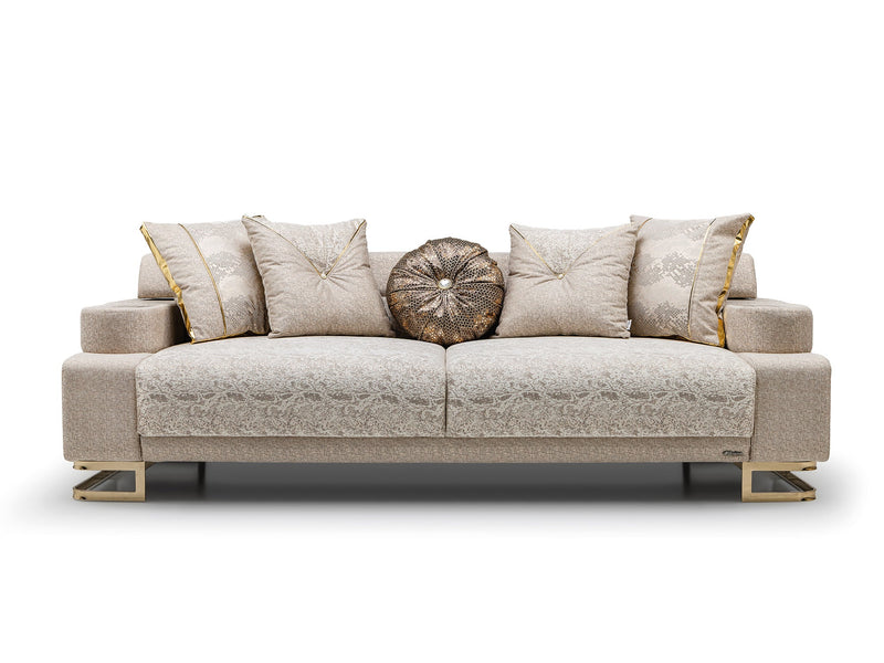 Monza 3-pieces (Sofa & Loveseat & Chair) Livingroom Set Cream in Cream - 101-MON-MON01-321