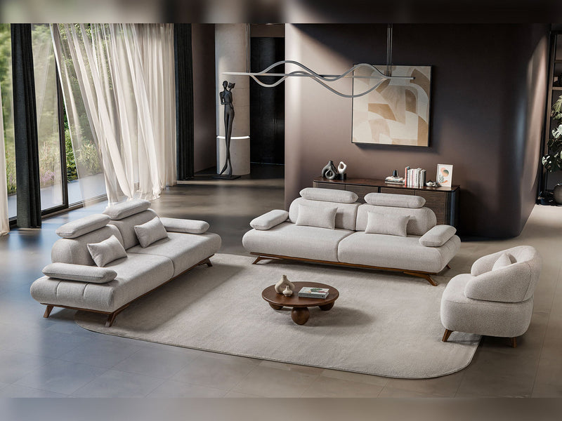 Monza 3-pieces (Sofa & Loveseat & Chair) Livingroom Set in Grey - 200-ST-MON-SOFT13-321