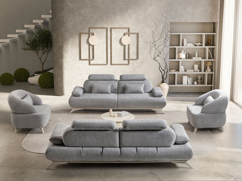 Monza 3-pieces (Sofa & Loveseat & Chair) Livingroom Set in Grey - 200-ST-MON-SOFT13-321