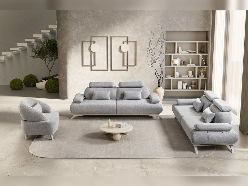 Monza 3-pieces (Sofa & Loveseat & Chair) Livingroom Set in Grey - 200-ST-MON-SOFT13-321