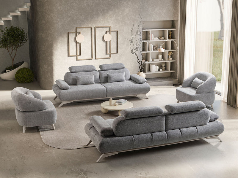 Monza 3-pieces (Sofa & Loveseat & Chair) Livingroom Set in Grey - 200-ST-MON-SOFT13-321