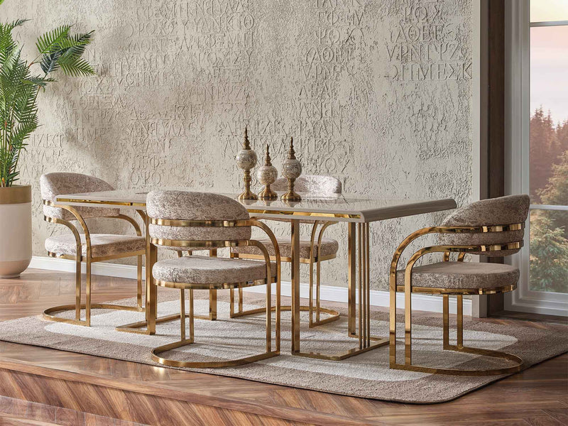 Monza Diningroom (Consol With Mirror & Dining Table & 6 Dining Chair) - 115-MON-DT-6-SET