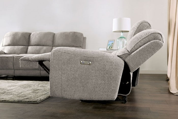Morcote Light Gray Power Recliner - FM62001LG-CH-PM