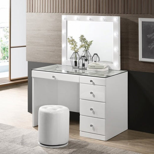 Morgan Round Swivel Stool White - Gate Furniture