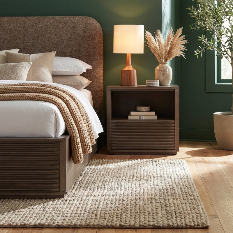 Morino 28" Oak Veneer And Solid Wood Nightstand in Brown - MorinoBrown-NS