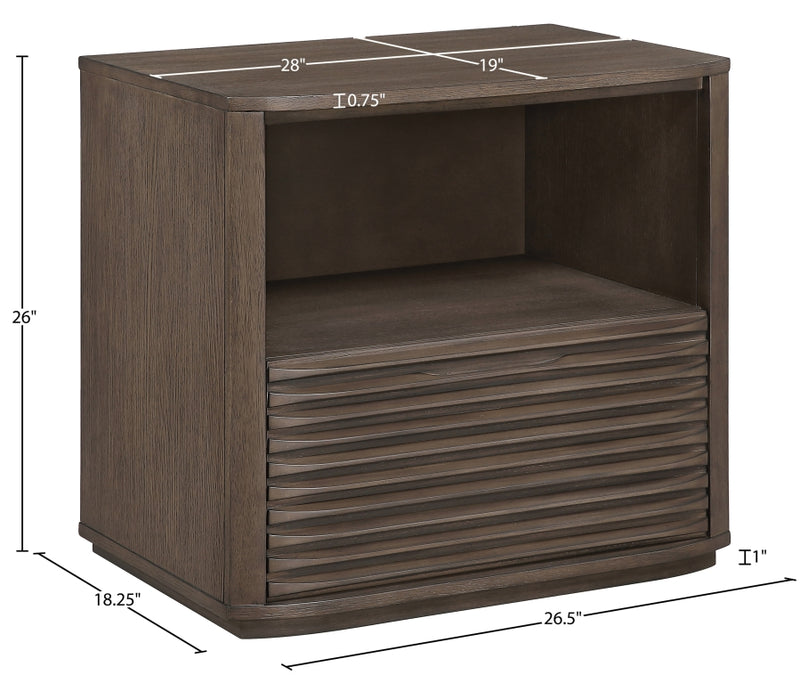 Morino 28" Oak Veneer And Solid Wood Nightstand in Brown - MorinoBrown-NS