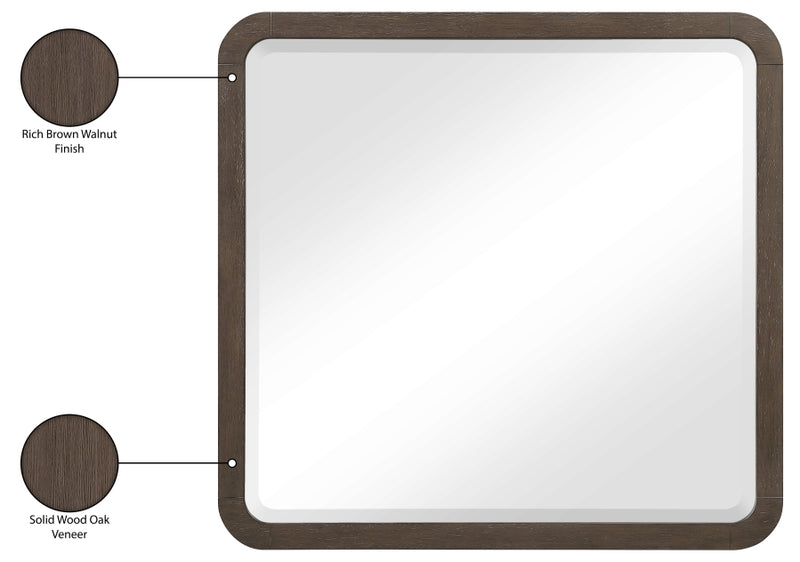 Morino 42" W x 40" H Oak Veneer And Solid Wood Frame Mirror in Brown - MorinoBrown-M