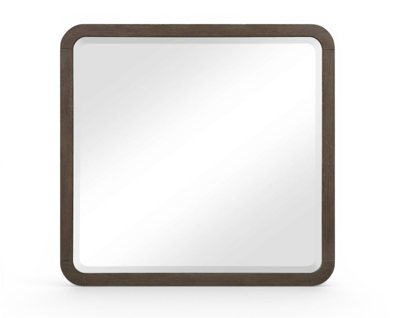 Morino 42" W x 40" H Oak Veneer And Solid Wood Frame Mirror in Brown - MorinoBrown-M