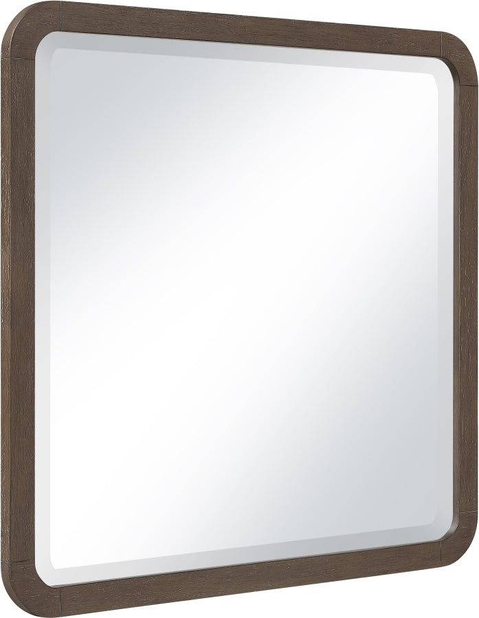 Morino 42" W x 40" H Oak Veneer And Solid Wood Frame Mirror in Brown - MorinoBrown-M