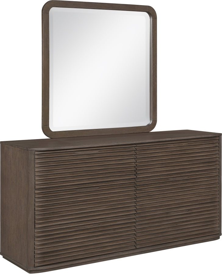 Morino 42" W x 40" H Oak Veneer And Solid Wood Frame Mirror in Brown - MorinoBrown-M