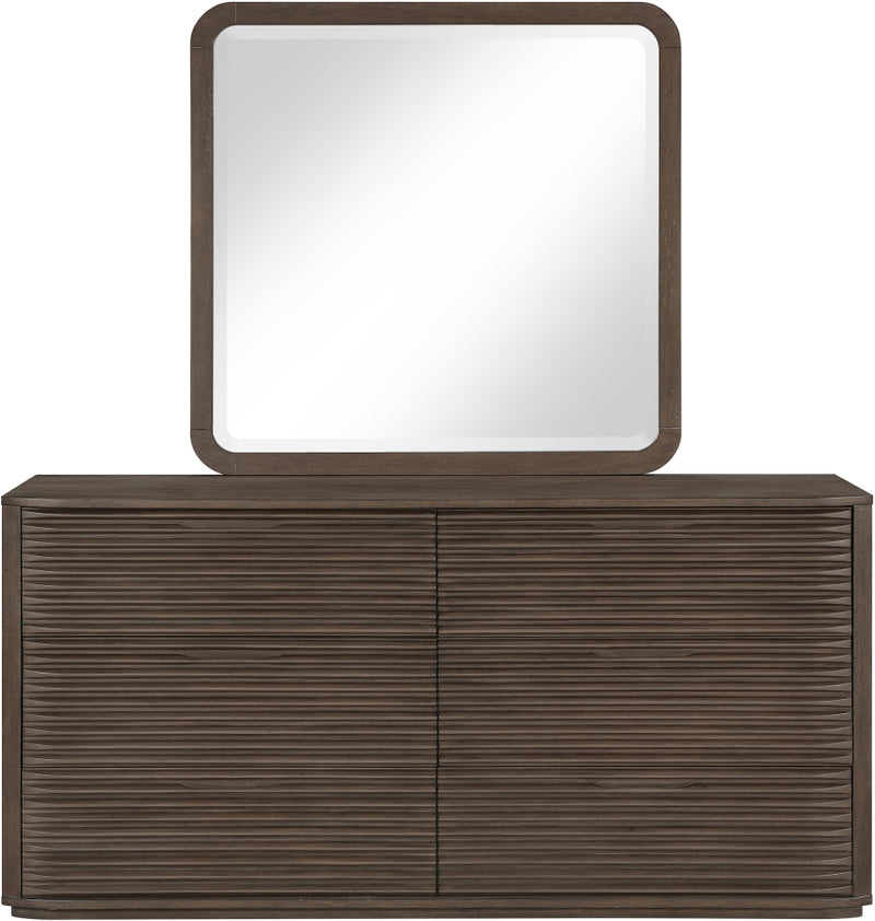 Morino 42" W x 40" H Oak Veneer And Solid Wood Frame Mirror in Brown - MorinoBrown-M