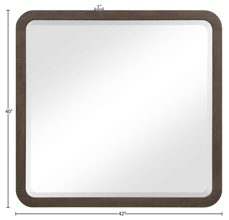 Morino 42" W x 40" H Oak Veneer And Solid Wood Frame Mirror in Brown - MorinoBrown-M