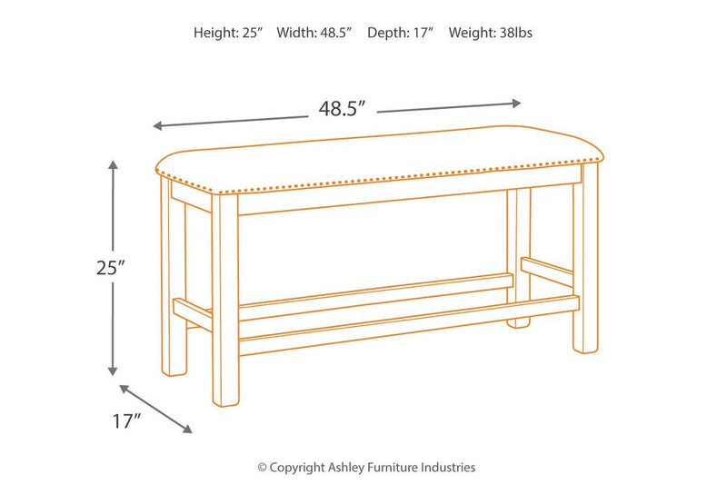 Moriville Beige Counter Height Dining Bench - Gate FurnitureAccent Bench