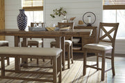 Moriville Beige Counter Height Dining Bench - Gate FurnitureAccent Bench