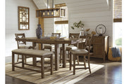 Moriville Beige Counter Height Dining Bench - Gate FurnitureAccent Bench