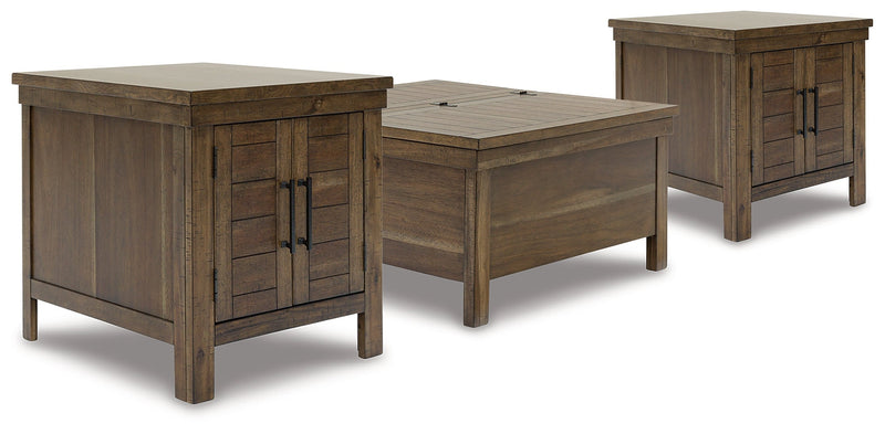 Moriville Coffee Table with 2 End Tables in Grayish Brown - PKG015590
