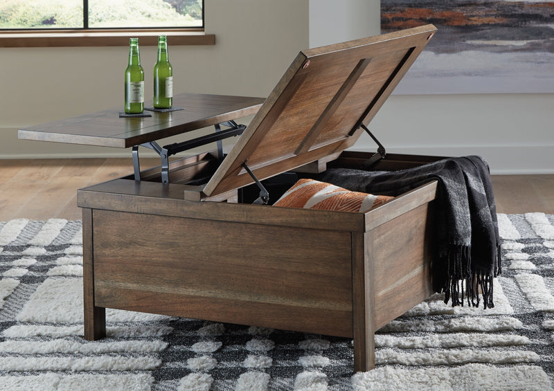 Moriville Coffee Table with 2 End Tables in Grayish Brown - PKG015592