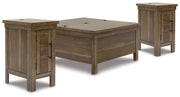 Moriville Coffee Table with 2 End Tables in Grayish Brown - PKG015592