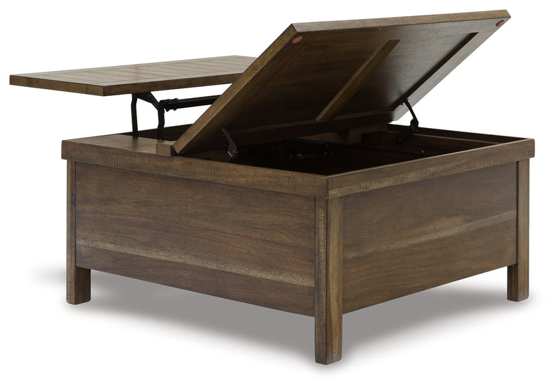 Moriville Coffee Table with 2 End Tables in Grayish Brown - PKG015592