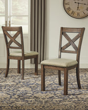 Moriville Counter Height Dining Table and 4 Barstools with Storage in Grayish Brown - PKG002107