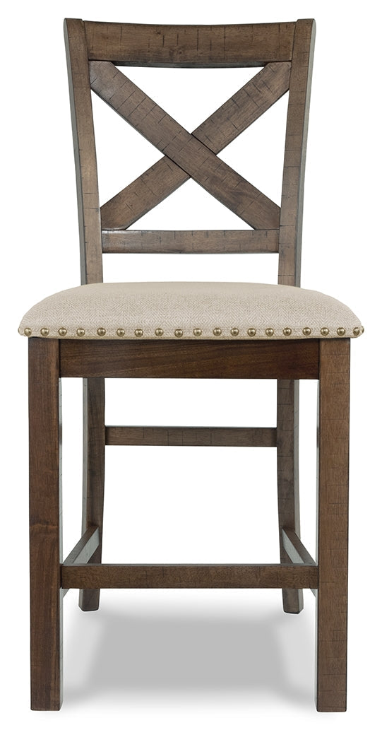 Moriville Counter Height Dining Table and 6 Barstools in Grayish Brown - PKG014920