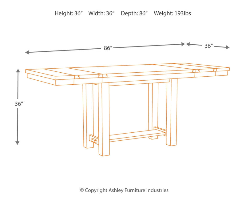 Moriville Counter Height Dining Table and 6 Barstools in Grayish Brown - PKG014920