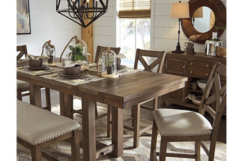 Moriville Grayish Brown Counter Height Dining Extension Table - Gate FurnitureCounter Height Table