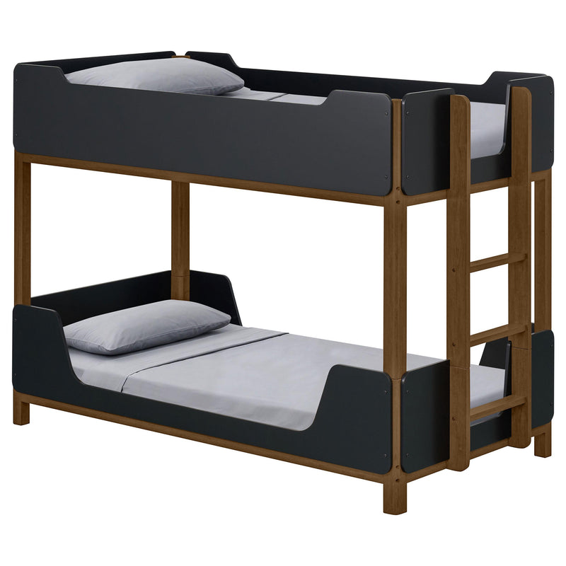 Morris Twin Over Twin Wood Bunk Bed Black and Walnut - 460369