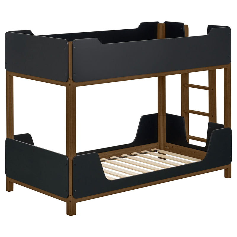 Morris Twin Over Twin Wood Bunk Bed Black and Walnut - 460369
