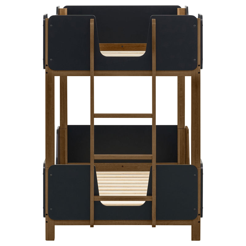 Morris Twin Over Twin Wood Bunk Bed Black and Walnut - 460369