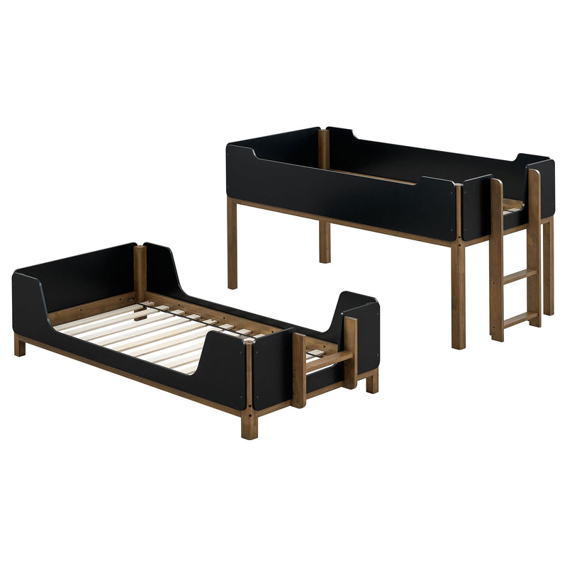 Morris Twin Over Twin Wood Bunk Bed Black and Walnut - 460369