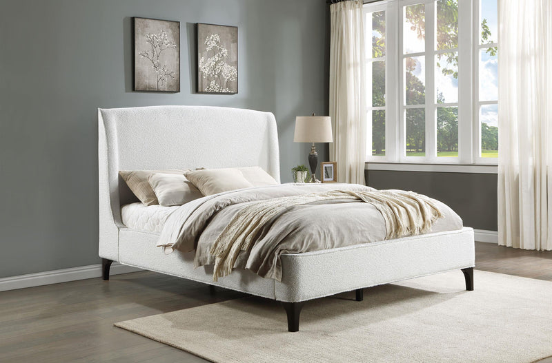 Mosby Upholstered Eastern King Wingback Bed Snow - 306020KE