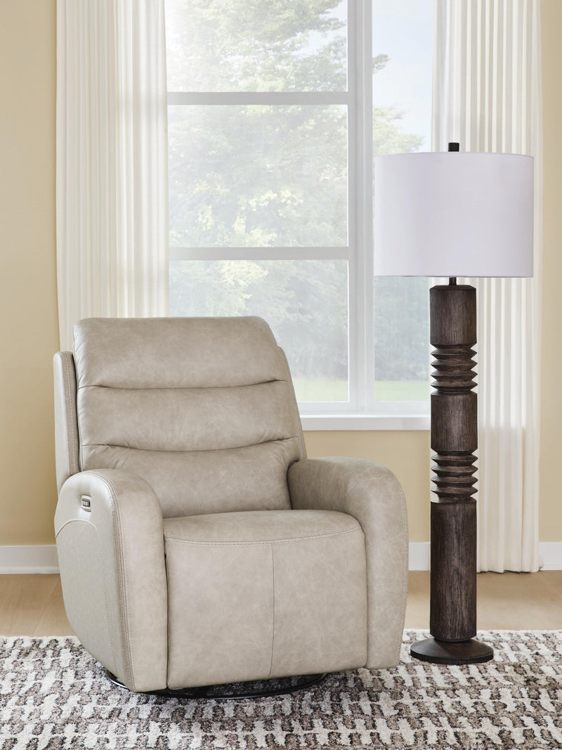 Motion-Max Stonewash Swivel Glider Power Recliner - PCU1550095