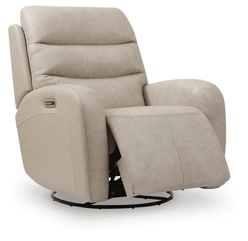 Motion-Max Stonewash Swivel Glider Power Recliner - PCU1550095