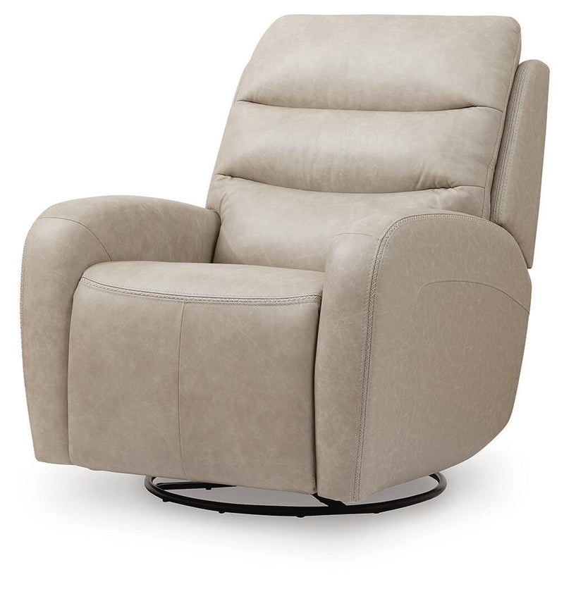 Motion-Max Stonewash Swivel Glider Power Recliner - PCU1550095