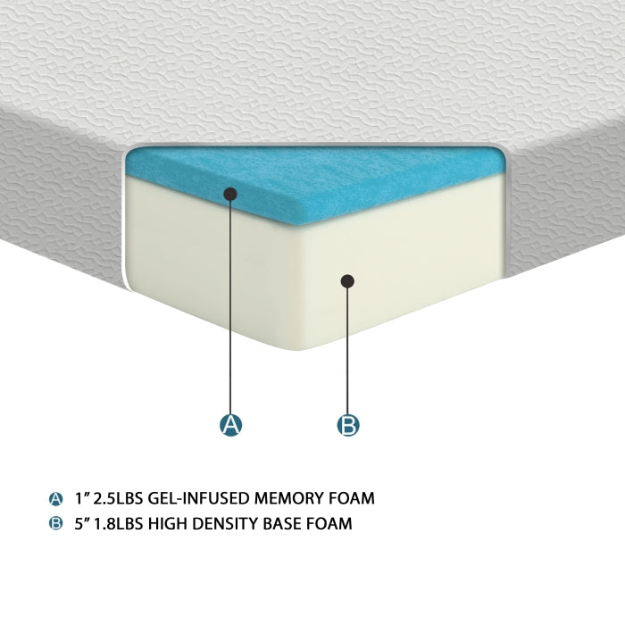 MT-G06F 6" Full Gel-Infused Memory Foam Mattress - MT-G06F